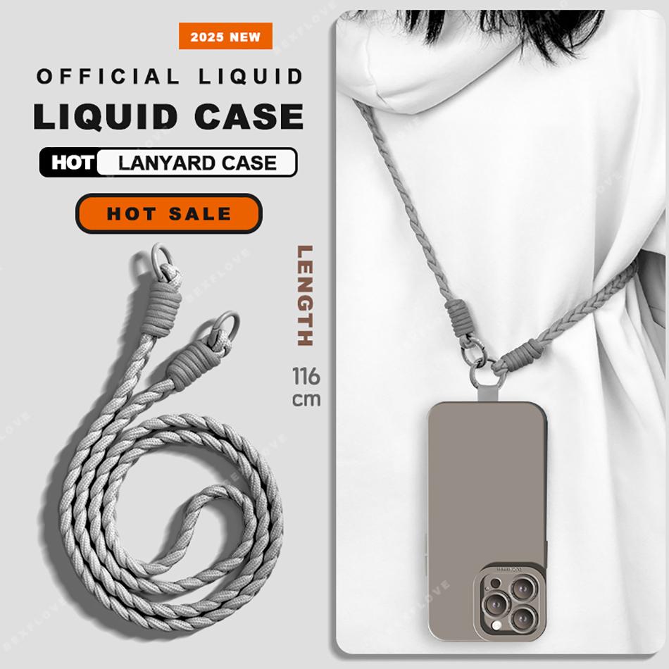 

Чехол для телефона с жидким силиконовым ремешком для iPhone 16E 16 14 15 Plus 12 13 Mini 11 16 Pro X XR XS Max SE, защитный мягкий чехол для ремешка For iPhone 16E