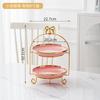 Golden Edged Double-layer Ceramic Tray, Cake Rack, Snack, Fruit Tray, Afternoon Tea Dessert Display Stand, Metal Bow Bracket