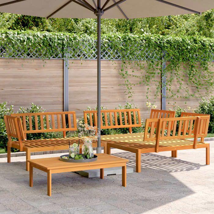 VidaXL Salon palette de jardin 4 pcs bois d'acacia massif, ensemble de canapés de jardin, canapé de jardin, canapé 3209434