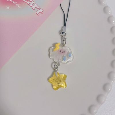 Joli dessin animé nuage étoile chaîne de téléphone Kawaii couleur bonbon téléphone lanière porte-clés pour les filles mignon sangle de téléphone portable