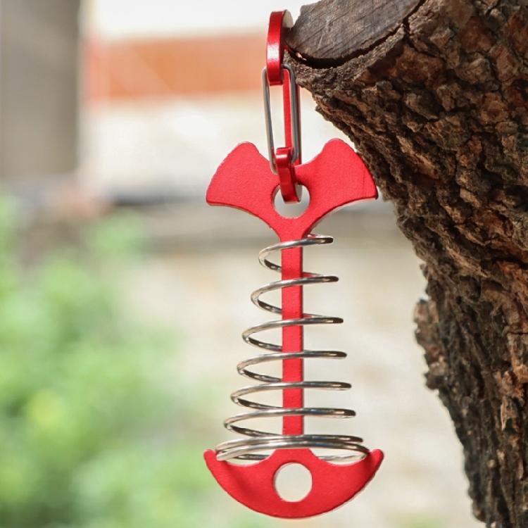 10Pcs Portable Deck Anchors Peg Fishbone Tent Stakes with Spring Buckles Wind Rope Anchors Tent Peg for Camping Hiking