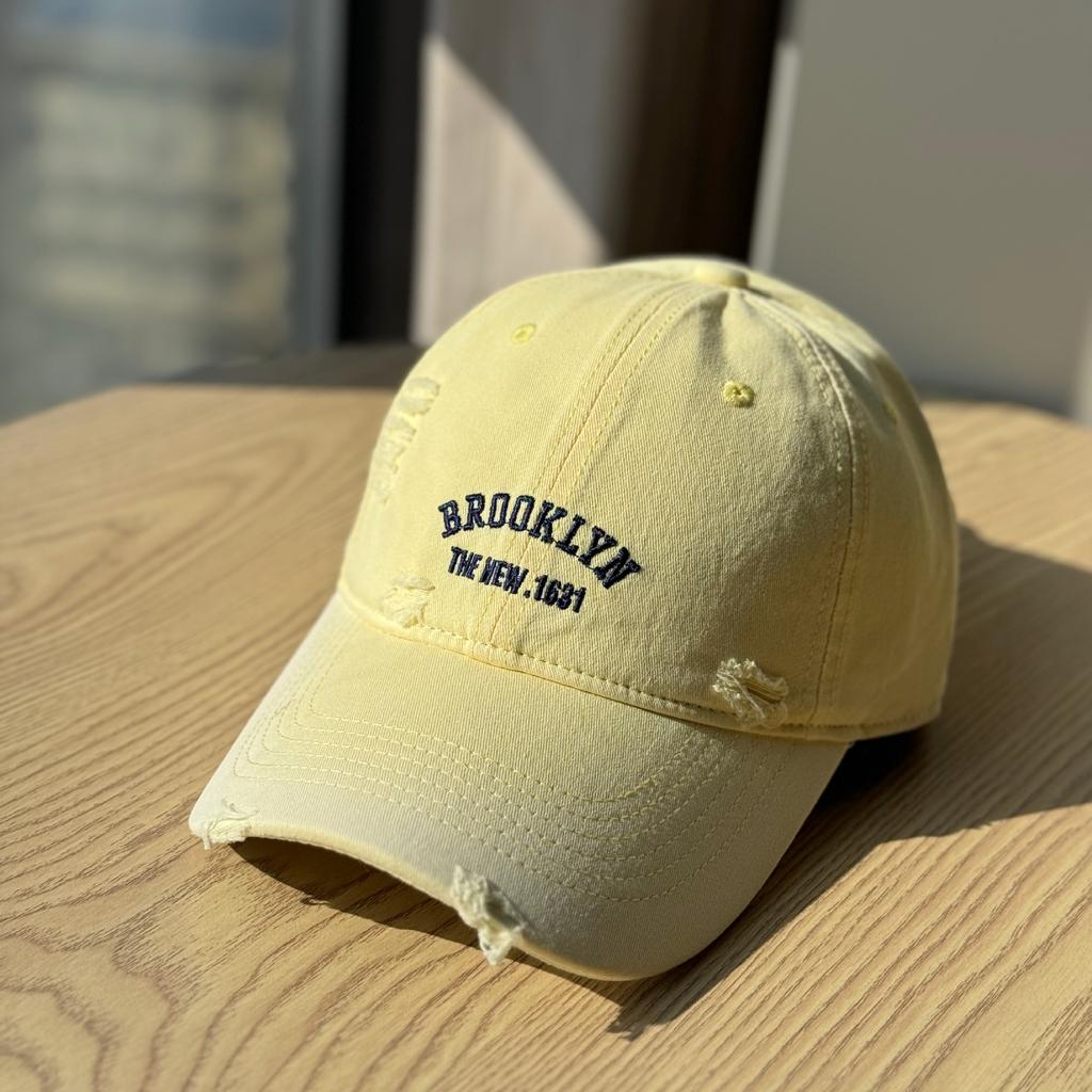 Spring/Summer New Style Distressed Letter Embroidery Soft Top Baseball Cap, Unisex, Fashionable, Casual, Versatile, High-Quality Trendy