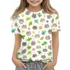 Kids Animal Print Crew Neck Short Sleeve Casual Loose Fit T Shirt Top Lightweight Soft Fabric Comfortable Wear