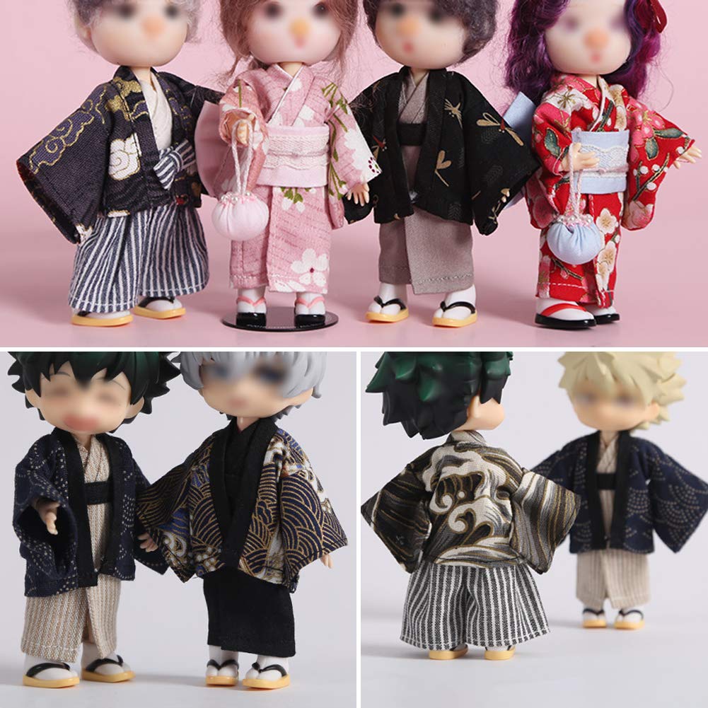 HIGHAWK Obitsu 11 OB11 Obitsu Doll 11cm Body Compatible Body9 Doll 11cm Kimono Set Suit Outfit Obitsu Body Kimono Nendoroid Yukata DDF 3-Piece (Boy,
