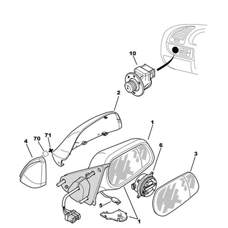 1 PCS Reversing Mirror Direction Adjustment Switch 655424 Component For Citroen Xsara Picassona