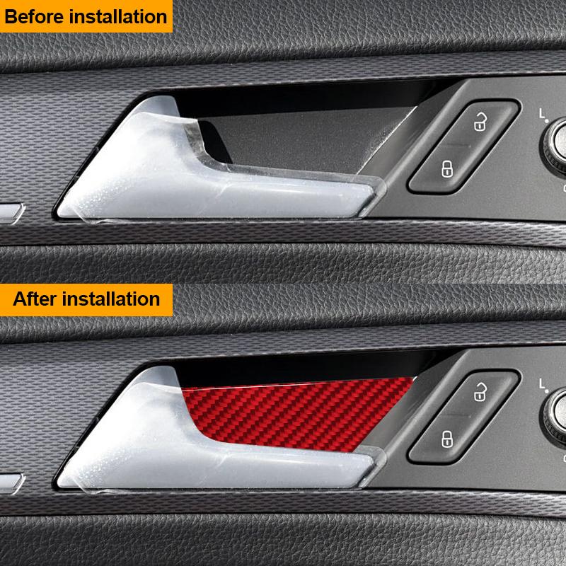 4PCS Real Carbon Fiber For Volkswagen Golf 7 2014-2019 Car Inner Door Bowl Panel Decoration Stickers Car Interior Accessories