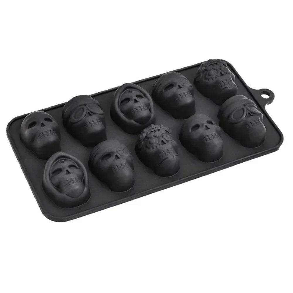 Silicone Skull Ice Cube Mold 10 Grids Chocolate Mold Baking Pan Skull Baking Cake Mold  Candy