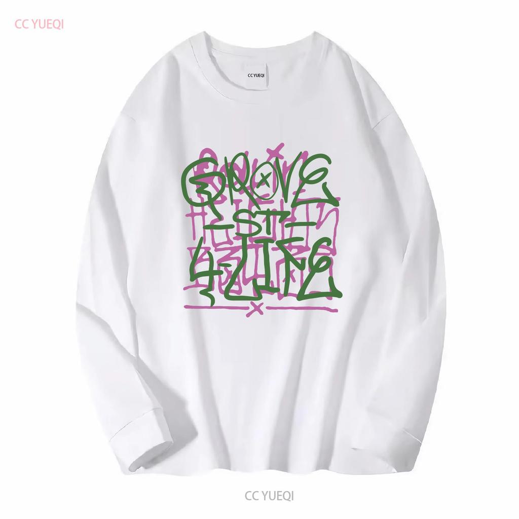 Grove Street Graffiti T-shirt in Cotone Pesante vintage Lavata Traspirante Elasticizzata Casual grafica Leggermente Morbida moda streetwear