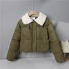 Lamb Wool Leave-in Pu Leather Down Cotton Clothes Women's Short Winter Thickened Stand-up Collar Bread Clothes Small Fur Collar Jacket