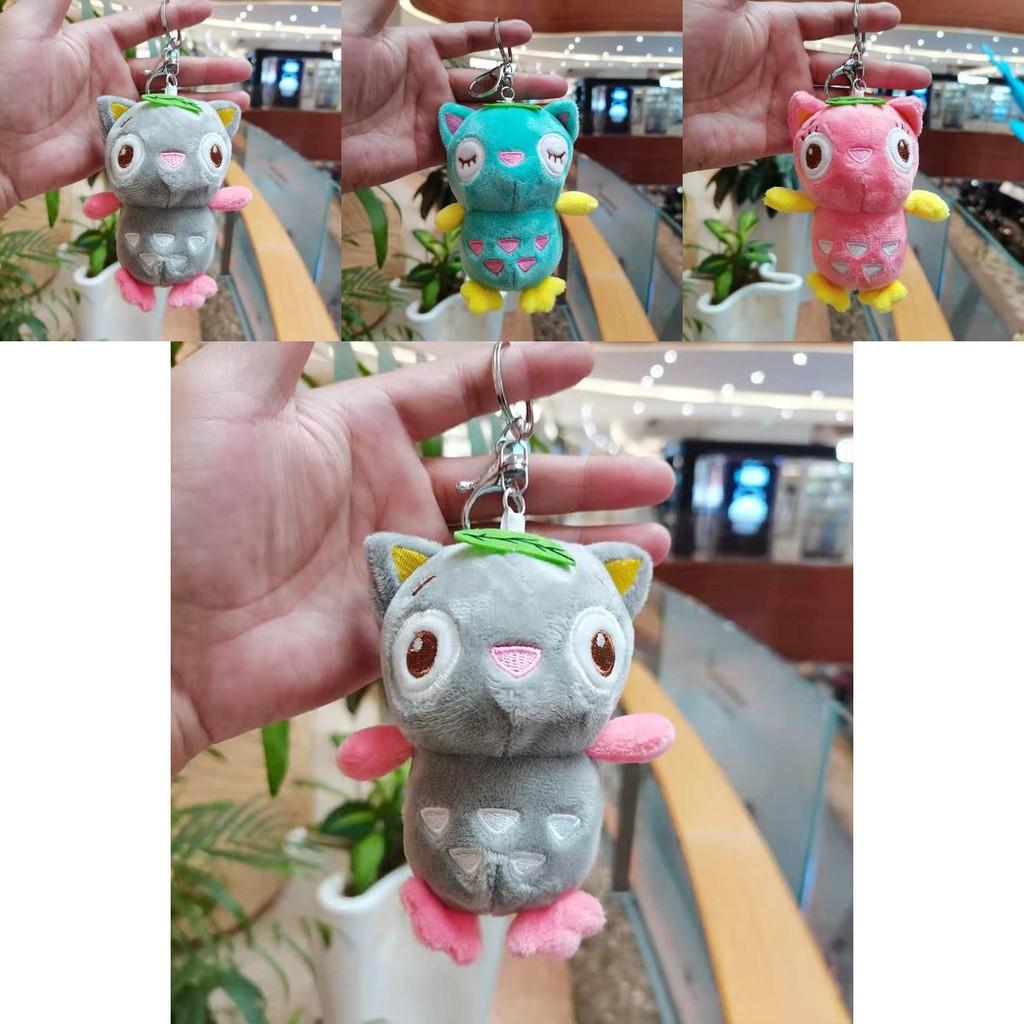 Colorful Cat Owl Plush Keychain Adorable Stuffed Toy For Bags And Cars