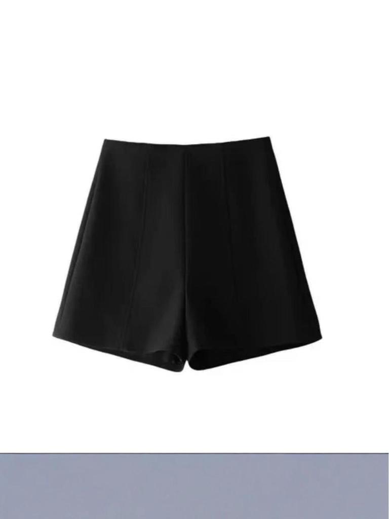 2025 Spring/Summer Women's Minimalist Grey High-Waist Suit Shorts: Slimming Straight-Leg A-Line Casual