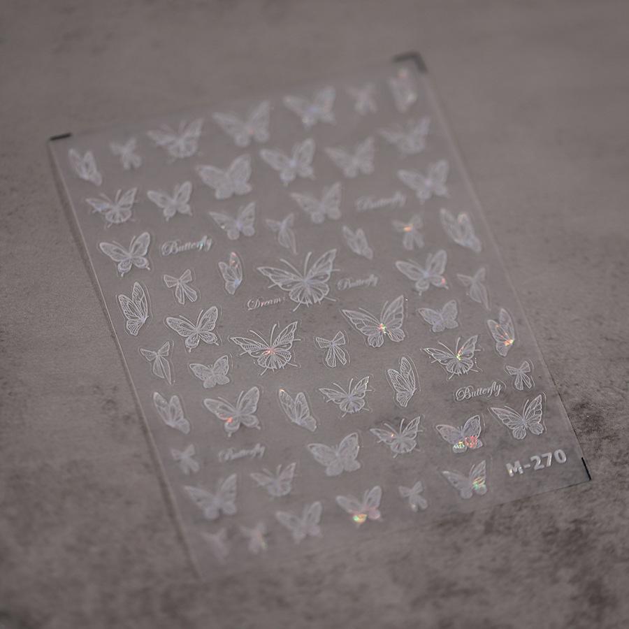 1Pcs 5D Embossed Aurora Butterfly Nail Art Stickers Self Adhesive Decals For Nails Decoration DIY 3D Acrylic Nail Supplies Parts