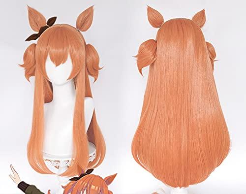 ABUNDANTDOODS Mayano Top Gun-style Cosplay Wig, Heat-Resistant, Disguise Wig, Cosplay Wig with Net and Comb, Orange (Wig, Ears, and Tail)