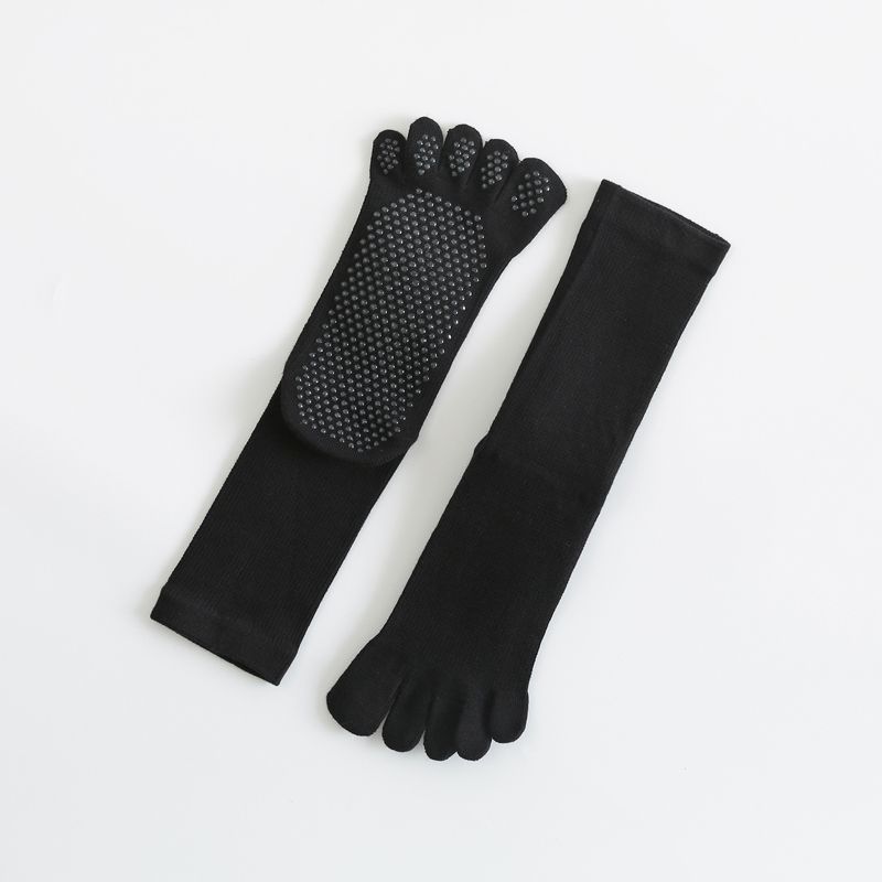 

Yoga Socks Non Slip Professional Women Knee Socks Split Toe Room Socks Fitness Pilates Dance Sports Toe Socks Black split toe middle anti-slip socks 2111