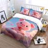 Adorable Pink Pig Holding Rose On Cloud Printed Duvet Cover Set1 Duvet Cover+2 Pillowcasemulti Size Bedroom Bedding Decor
