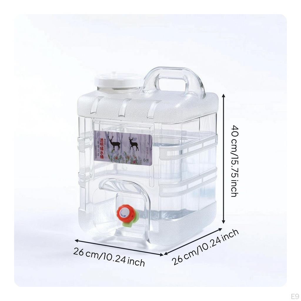 Portable Water Tank with Handle Transparent Bucket Spigot Square for Campers, Journeyers,