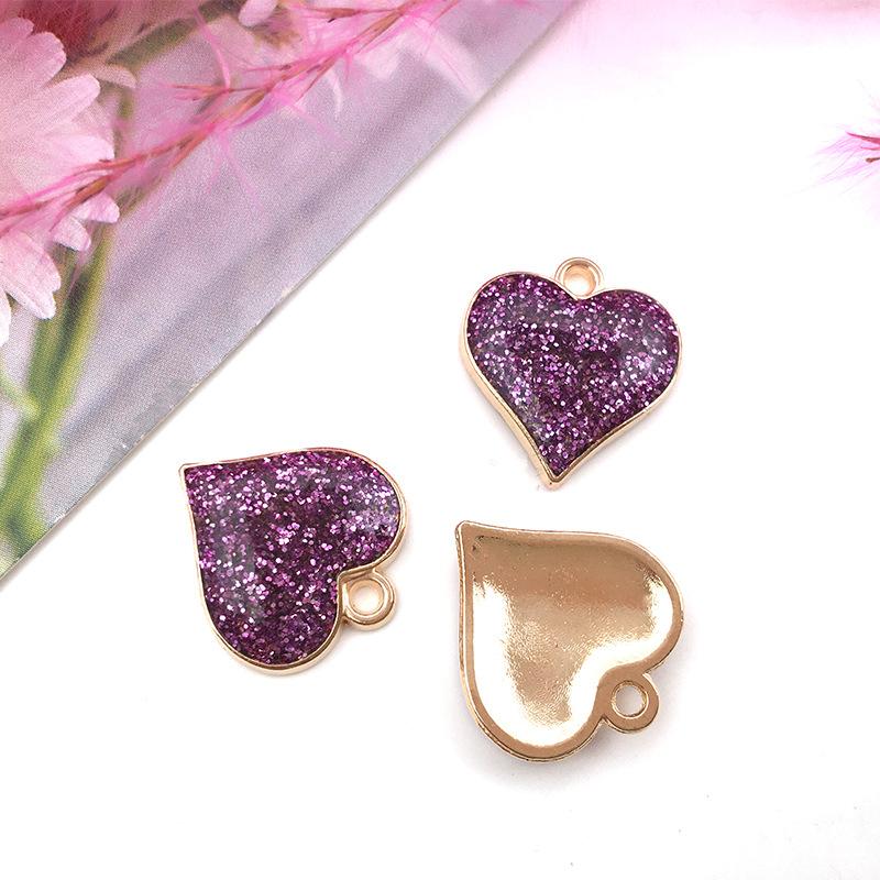 Love Pendant Dripping Green Onion Powder Peach Heart Pendant DIY Bracelet Necklace Accessories 5pcs Loose Beads Fashion  Accessories