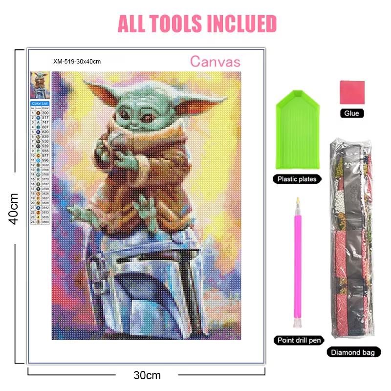 Diamond Painting Yoda Rhinestone Picture Cartoon Full Round Drill Mosaic Embroidery Mandalorian Home Decor Gift