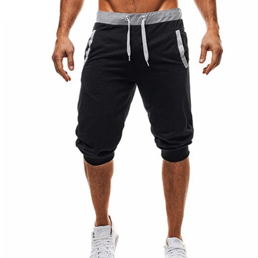 Men's Slim Fit Color Block Jogging Shorts - Trendy European/American Mid-Length with Customizable Logo