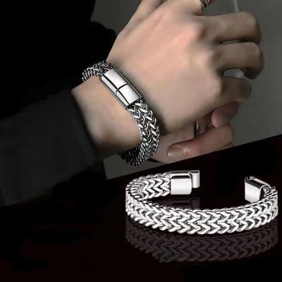 Double Bracelet Hip-hop Titanium Thick Korean Street Hipster Male Simple Domineering Punk Bracelet