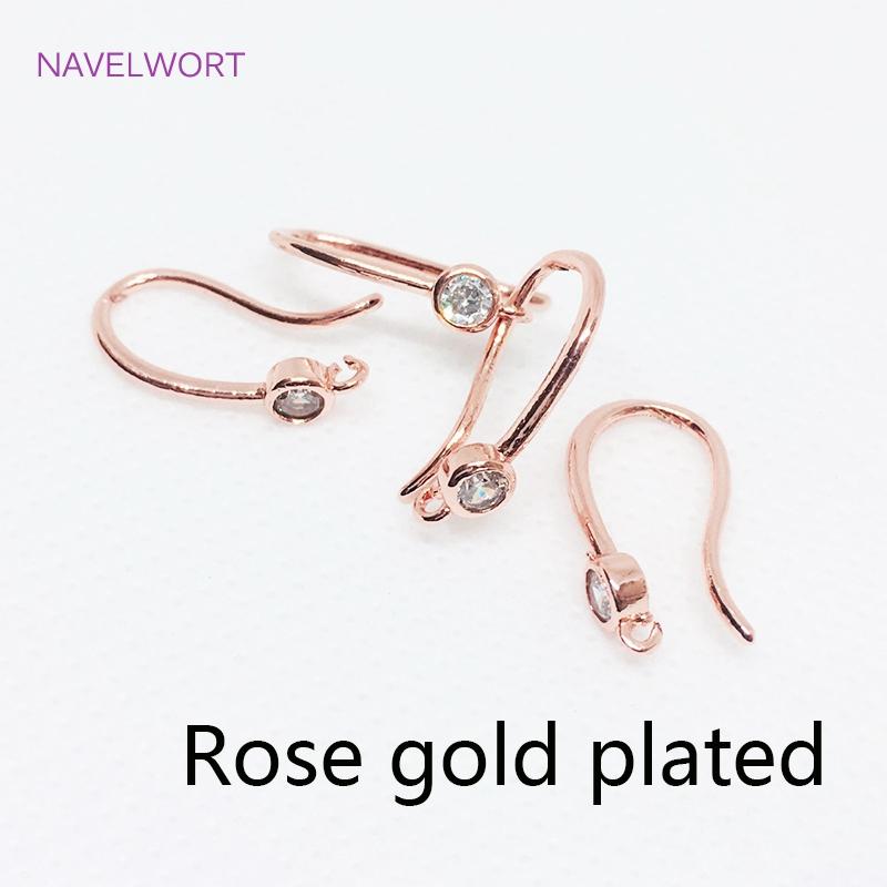 

Multi Sizes 14K Gold Plated U Shape Earring Hooks Fittings Inlaid Zircon Ear Wire Hooks For DIY Jewelry Making Accessories Craft 2 pieces
