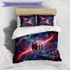 Ensemble de literie 3 pièces imprimé motif AC Milan Housse de couette et taies d'oreiller douces, respectueuses de la peau, lavables Ensemble toutes saisons Chambre à coucher