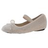 Small Man Inner Height Increase 5cm French Ballet Fluffy Shoes Women Wear Velvet Gentle Mary Jane Single Shoes In Winter