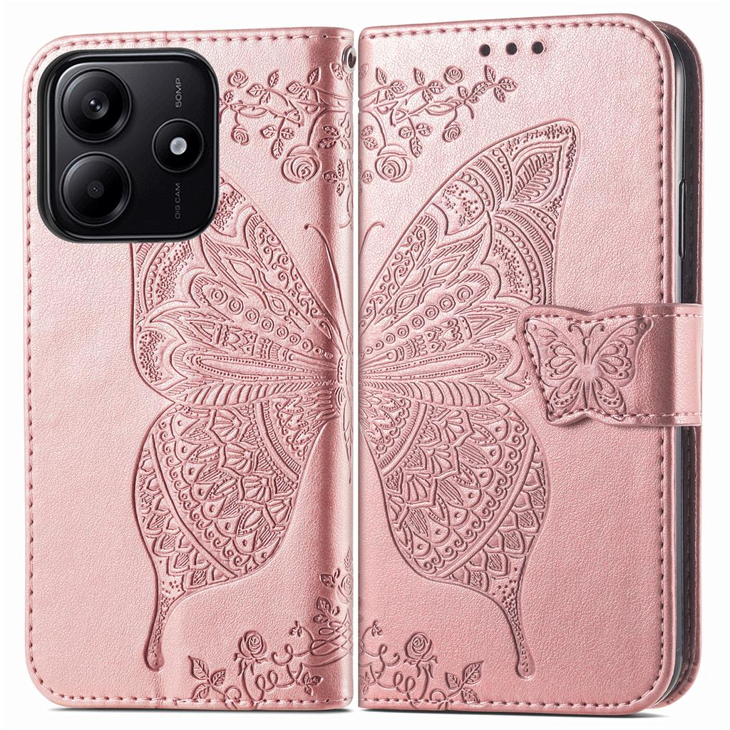 For Xiaomi Redmi Note 14 5G Case PU Leather Wallet Phone Cover Butterfly Pattern