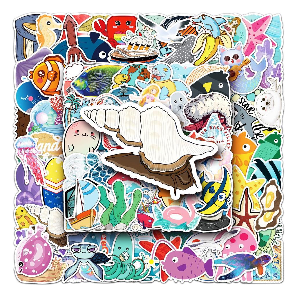100 Pictures of Marine Cartoon Cute Animal Laptop Scooter Motorcycle Car Guitar Decoration Stickers