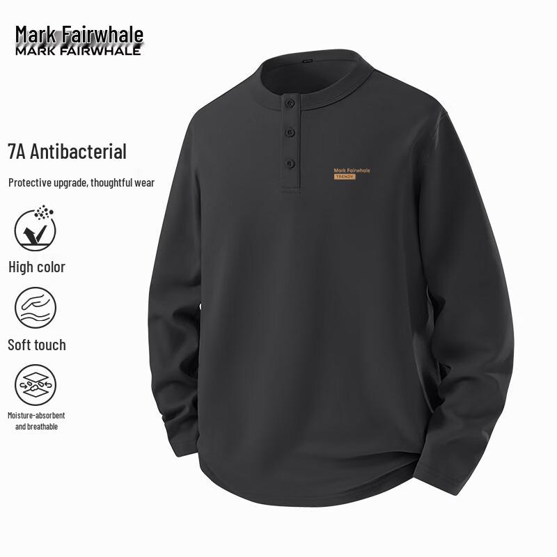 Mark Fairwhale Men s Loose Fit Henley Long Sleeve T-Shirt XL