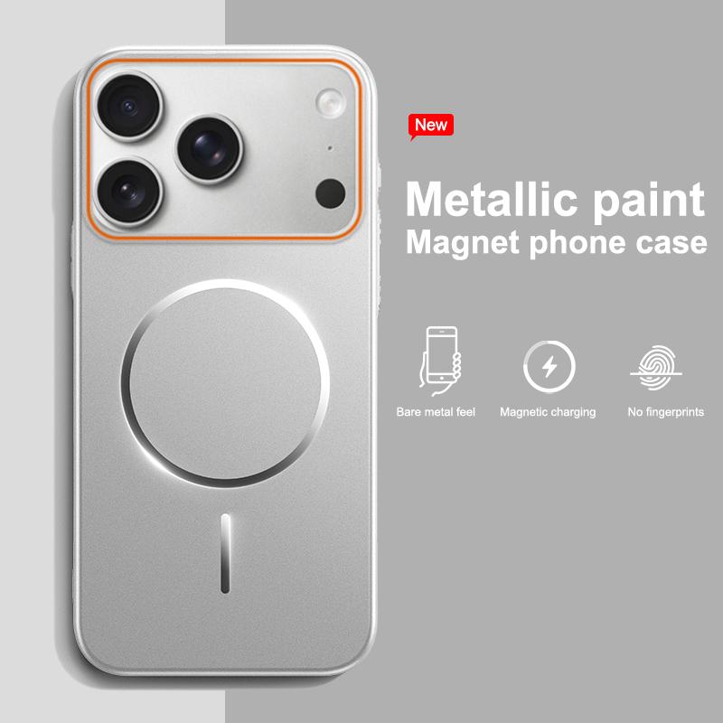 Matte Metallic Paint Wireless Charging Magnetic For Magsafe Case For iPhone 17 16 15 14 13 12 Pro Max Air Shockproof Hard Cover