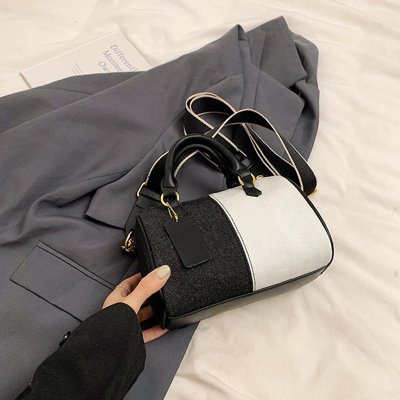 Patchwork Colorblock Small Handbags For Women Denim Shoulder CrossBody Bags Casual Street Boston Designer Purses CLE