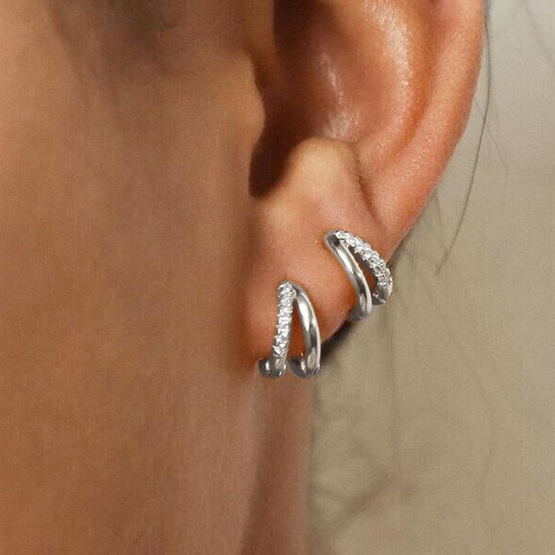 

1 пара Изысканные двухслойные серьги-кольца для женщин, девушек, роскошные, с темпераментом, серьги-пряжки, ювелирные аксессуары, подарки