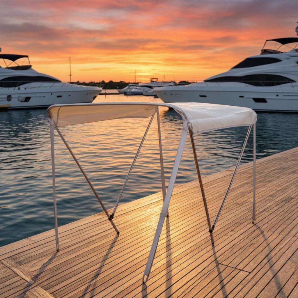 Bimini Top with Support Poles | Resistant, Boat Canopy Metal Frame, for Inflatable Boats
