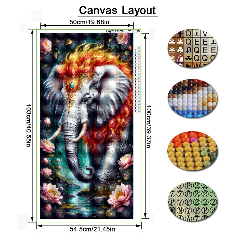 Elephant Large Size Diamond Painting Animals Diy Full Square Round Drill Rhinestone Embroidery Mosaic Cross Stitch Kits Wall Decor