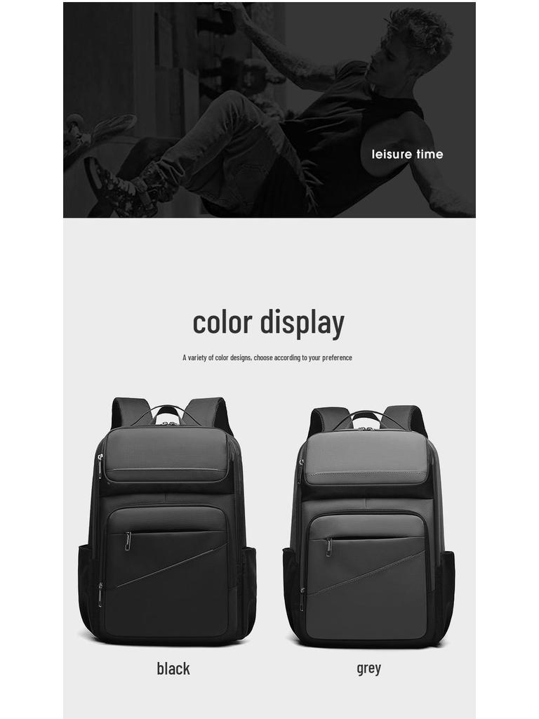 Expandable Waterproof Men's Large Capacity Laptop Backpack for Travel and School