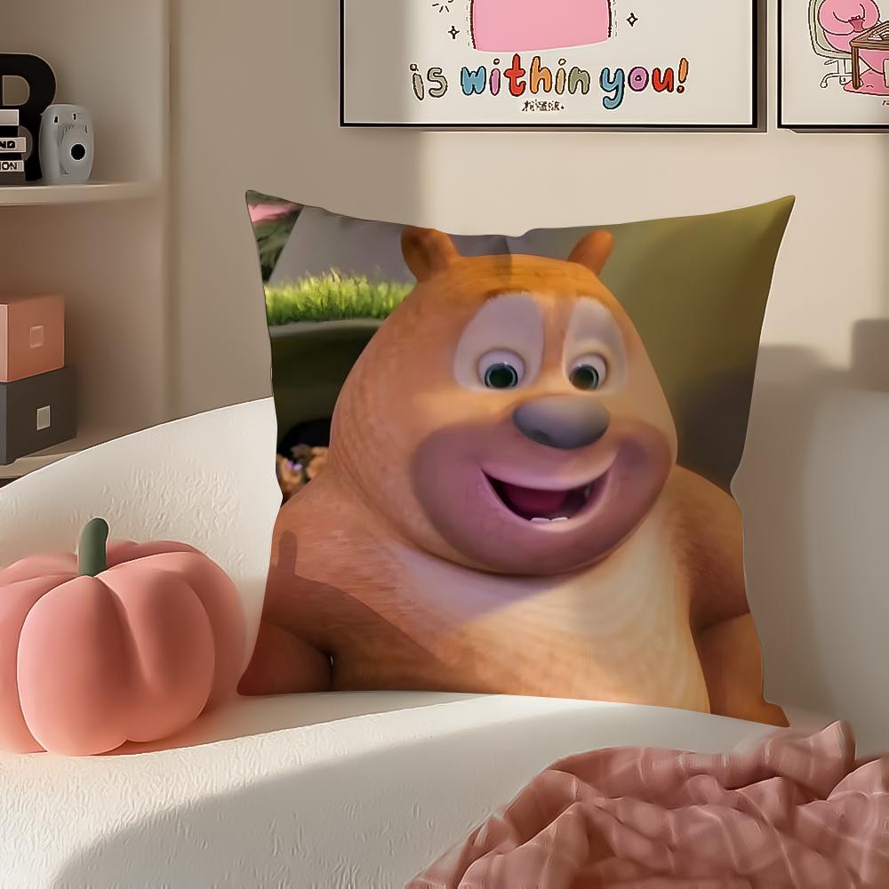 Cartoon BBoonie BBears Cushion Cover Pillowcase Short Plush Invisible zipper Room Sofa Cushion Cover
