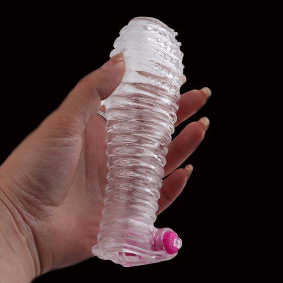 Yousheng Eco-friendly Penis Enhancer Sleeve Super Soft TPE Transparent Penis Extension Vibrator Sleeve for Men