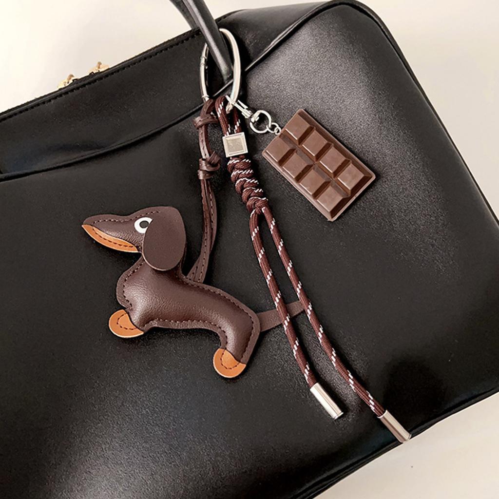 Geflochtenes Seil Taschenanhänger Schlüsselanhänger PU Leder Dackel Taschenanhänger Rucksack Autoschlüssel Schlüsselanhänger Dekoration Zubehör Geschenk
