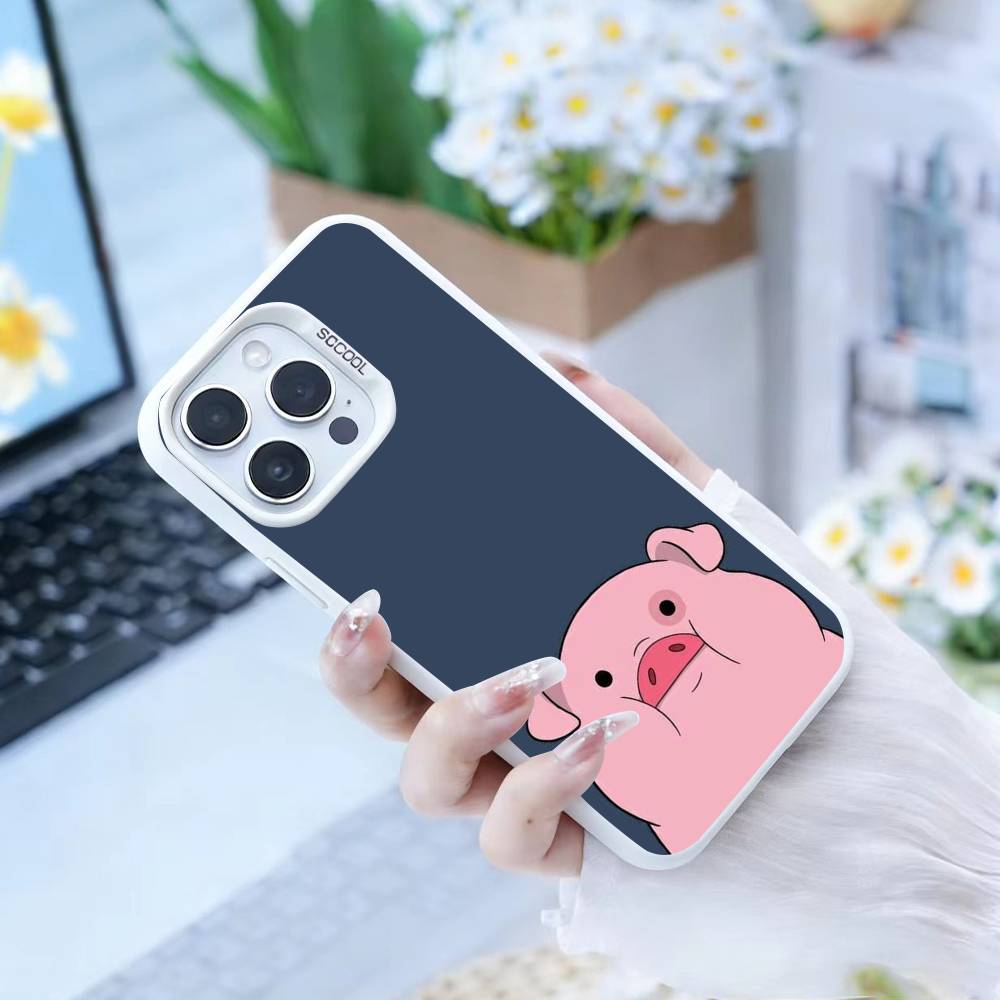 Cute Cartoon Pig  Phone Case For iPhone17, 16,15,14,13,12 Pro Max white Candy Matte Shockproof Cover