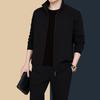 1 Set Jacket Pants Set Solid Color Zipper Autumn Winter Ribbed Cuff Coat Drawstring Pants for Daily Wear