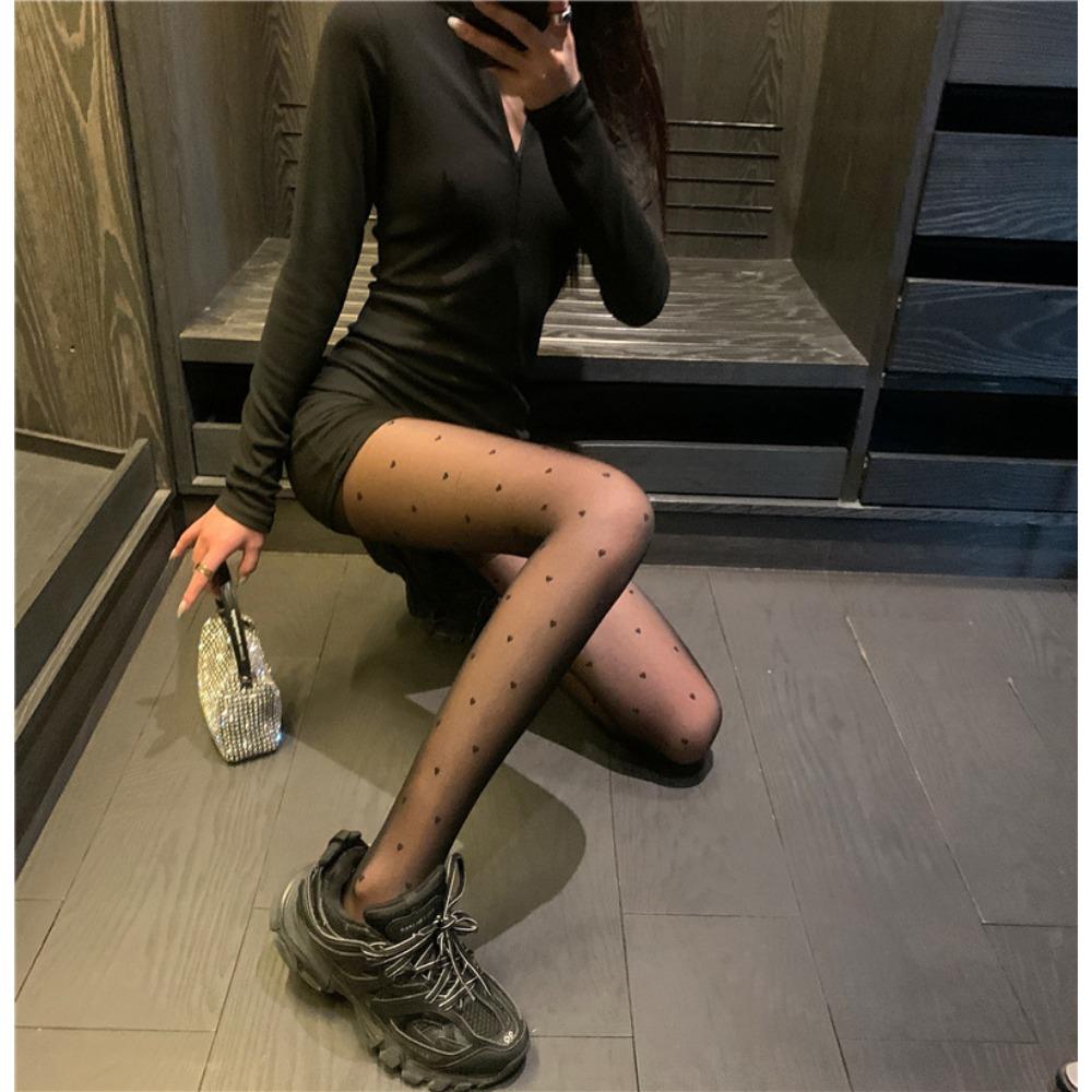 Black Beautiful Legs, Thin Stockings, Love Leggings, Women's Tide 2021 Summer New One-piece Socks, Bare Legs and Thin