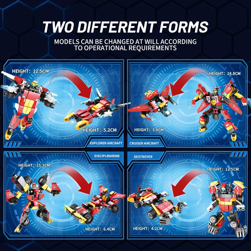 Compatible With Small Particles Building Block Deformation Warrior Mecha Model Children Boy Assembly Robot Gift