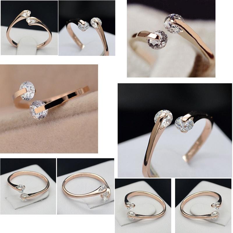 Elegant Fashion Women 18k Gold Plated Crystal Bridal Engagement Ring Various Sizes