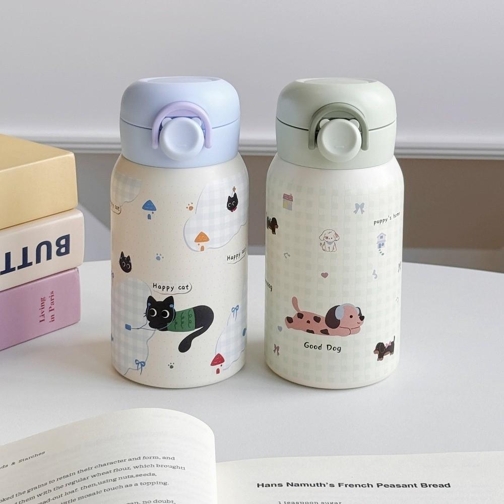 Stainless Steel Small Thermal Cup Cartoon Prints Bounce Water Bottle Students Pocket Flask