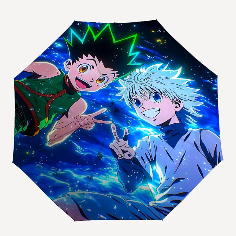 1pc Hunter x Hunter Gon & Killua Auto Open Close Umbrella Portable 3-Fold Design, 8-Bone Iron Frame Outdoor Umbrella Perfect Gift for Fans, Travelers,