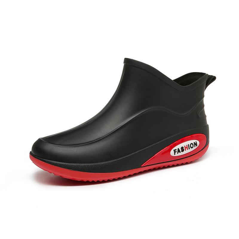 Short rain shoes men's non-slip waterproof shoes new fashion outdoor water boots fleece rain boots men's rubber shoes fashion