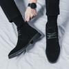 2025 Fashion New Wram Plush Chelsea Ankle Boots Men's Winter Black Suede Lace Up High Tops For Men Flats Shoes Botas Mujer