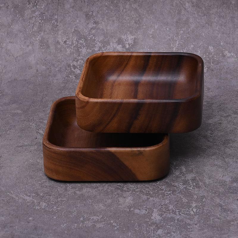 Round Wooden Grid Plate Universal Fruit Gossip Wooden Plate Simple Walnut Plate