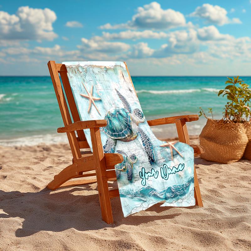1PC Custom Name Ocean Adventure Map Beach Towel Highly Absorbent And Sand-Resistant Towel for Swimming, Pool, Yoga, And Travel Lightweight